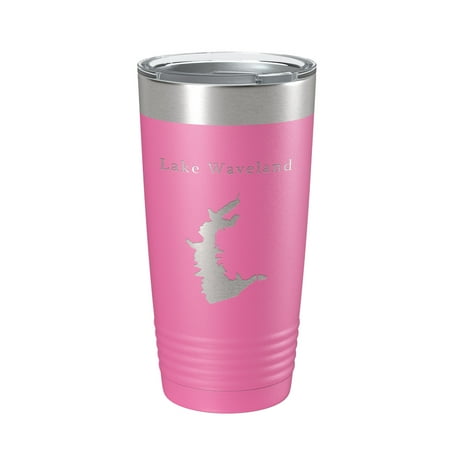 Lake Waveland Map Tumbler Travel Mug Insulated Laser Engraved Coffee Cup Indiana 20 oz Pink