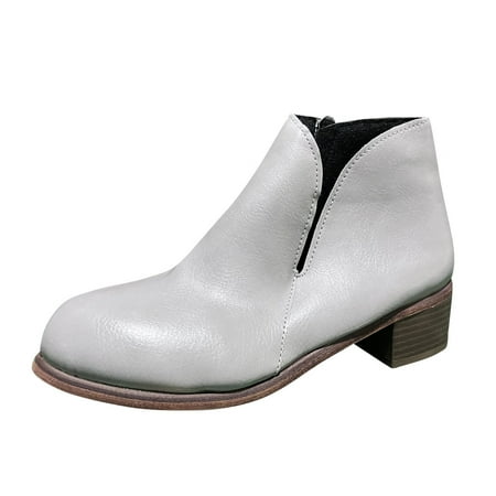 Women Walking Shoes Ladies Solid Color Leather Side Zipper Vintage Chunky Heel Fashion Short Boots Ankle Boots for Women PU Grey
Women Walking Shoes Ladies Solid Color Leather Side Zipper Vintage Chunky Heel Fashion Short Boots Ankle Boots for Women PU Grey