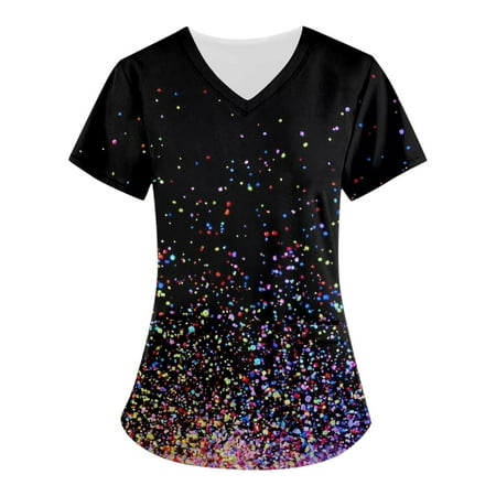 QAZXD Womens Tops Women s Fashion V-neck Short Sleeve Scrub Tops With Pockets Printed Tops
QAZXD Womens Tops Women s Fashion V-neck Short Sleeve Scrub Tops With Pockets Printed Tops