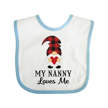 Inktastic Nanny Loves Me Plaid Gnome Gift Baby Boy or Baby Girl Bib