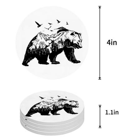 KXMDXA Forest Bear Set of 4 Round Coaster for Drinks Absorbent Ceramic Stone Coasters Cup Mat with Cork Base for Home Kitchen Room Coffee Table Bar Decor
KXMDXA Forest Bear Set of 4 Round Coaster for Drinks Absorbent Ceramic Stone Coasters Cup Mat with Cork Base for Home Kitchen Room Coffee Table Bar Decor