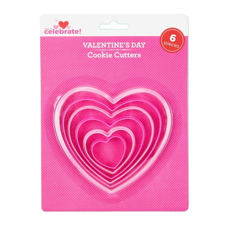 Way To Celebrate Valentine's Day Cookie Cutters, Hearts, 6 Count