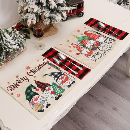 Christmas Placemat Cute Gnome Doll Prints Red Black Plaid Anti-skid Hemp Cloth Heat Insulation Pads Christmas Table Deco
Christmas Placemat Cute Gnome Doll Prints Red Black Plaid Anti-skid Hemp Cloth Heat Insulation Pads Christmas Table Deco