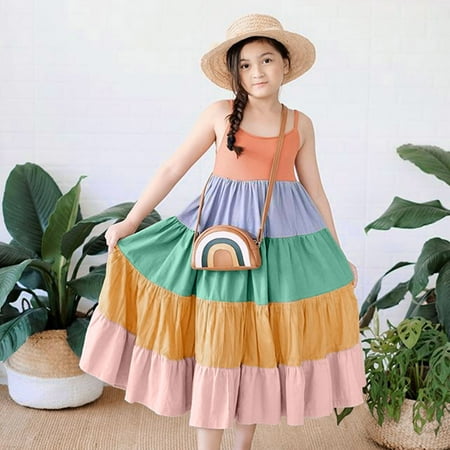 QISIWOLE Toddler Baby Girls Fashion Cute Rainbow Colors Print Splicing Suspenders Dress Deals 
QISIWOLE Toddler Baby Girls Fashion Cute Rainbow Colors Print Splicing Suspenders Dress Deals