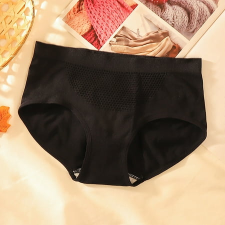 nsendm Ladies Honeycomb Briefs Mesh Breathable Women Cotton Crotch Seamless Panties Hiking Underwear Women Underpants Black One Size