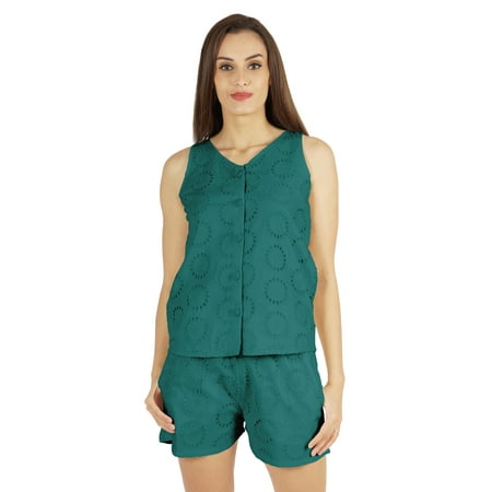 Bimba Womens Solid Sleepwear Set 2 Pcs Short & Top Casual Nightwear Loose Fit Loungewear