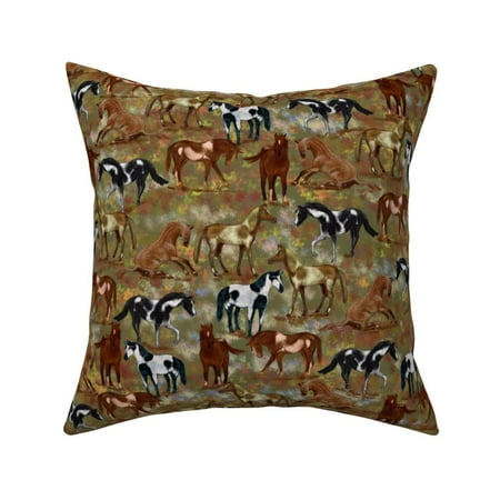 Horse Pony Landscape Pinto Throw Pillow Cover w Optional Insert by Roostery