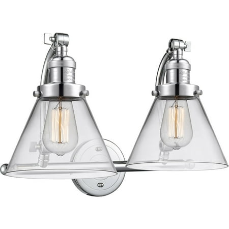 Polished Chrome Tone Bathroom Vanity 18 Wide Clear Glass Steel/Cast Brass Medium Base LED 2 Light Fixture
Polished Chrome Tone Bathroom Vanity 18 Wide Clear Glass Steel/Cast Brass Medium Base LED 2 Light Fixture