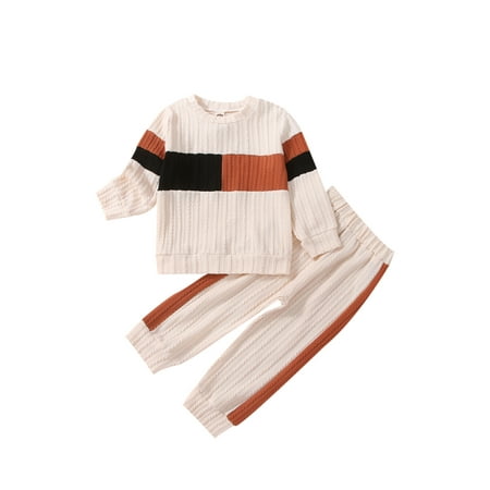 Bebiullo 2 Pieces Kids Suit Set Contrast Color Round Neck Long Sleeve Tops+ Long Pants Elastic Waist Pants Outfits for Boys Girls Beige9-12 Months
Bebiullo 2 Pieces Kids Suit Set Contrast Color Round Neck Long Sleeve Tops+ Long Pants Elastic Waist Pants Outfits for Boys Girls Beige9-12 Months
