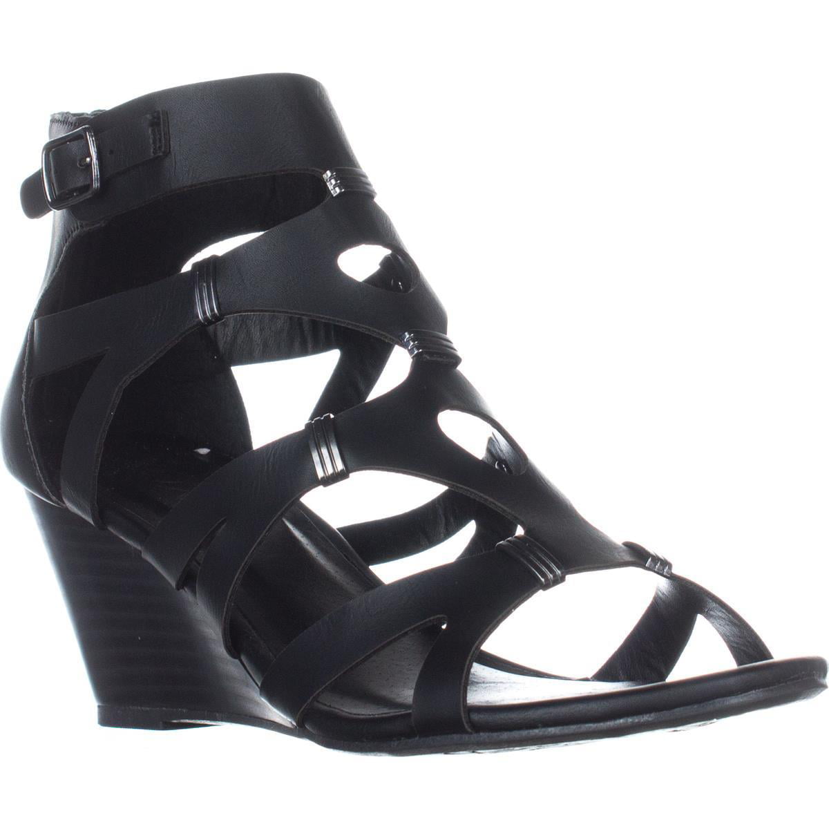 Womens XOXO Sarelia Cutout Wedge Sandals Black Walmart