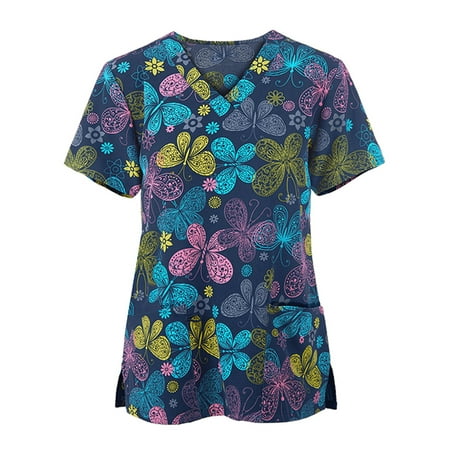 Colisha Casual Work Shirts for Women Ladies Printed V Neck Scrub Tops Tunic Pullover Blouses Tops with Pockets
Colisha Casual Work Shirts for Women Ladies Printed V Neck Scrub Tops Tunic Pullover Blouses Tops with Pockets