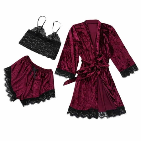 Yedhsi Women s Satin Pajama Set 3pcs Floral Lace Trim Cami Lingerie Sleepwear with Robe
Yedhsi Women s Satin Pajama Set 3pcs Floral Lace Trim Cami Lingerie Sleepwear with Robe