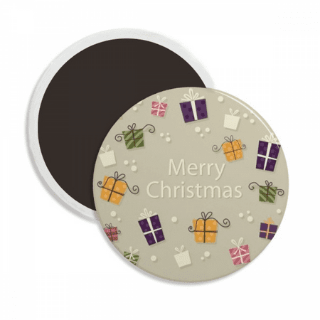 mas Merry mas Festival Round Ceracs Fridge Magnet Keepsake Decoration