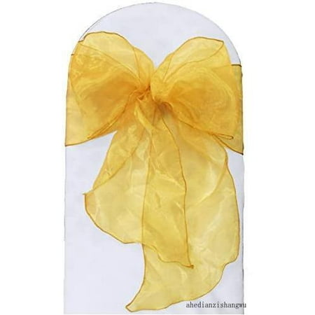 10 Pcs 7.5 Wide X 108 Long Organza CHAIR SASHES Bows Ties - Yellow