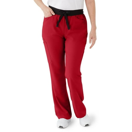 ave. Coastal Women s Seven Pocket Bootcut Scrub Pant in Red XXL