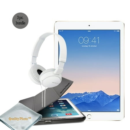 Apple iPad Pro 9.7 Inch Wi-Fi 32GB Gold + Quality Photo new iPad pro 9.7 CASE, And Micro Fiber Cloth + Sony Headphone (Latest Apple Tablet) *NEW RELEASE 2016 Model