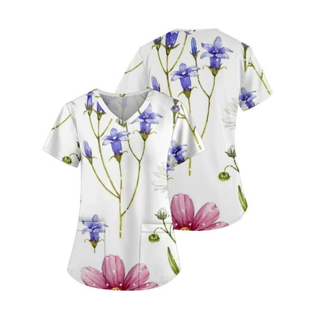 Yubatuo Women Plus Size Scrubs Top with Pockets V-Neck Short Sleeve Printed Work Blouse for Women Light Purple 3XL
Yubatuo Women Plus Size Scrubs Top with Pockets V-Neck Short Sleeve Printed Work Blouse for Women Light Purple 3XL