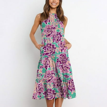 jsaierl Sundress for Women Boho Summer Print Sleeveless Smocked Flowy Dress Tiered Casual Pocket Beach Cute Tank Dress
jsaierl Sundress for Women Boho Summer Print Sleeveless Smocked Flowy Dress Tiered Casual Pocket Beach Cute Tank Dress