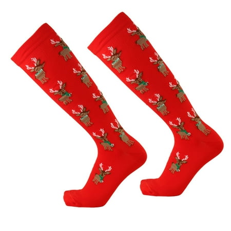 Fjofpr Socks Unisex Adults Women Cartoon Christmas Print 3D Socks Warm Pressure Stockings Hot