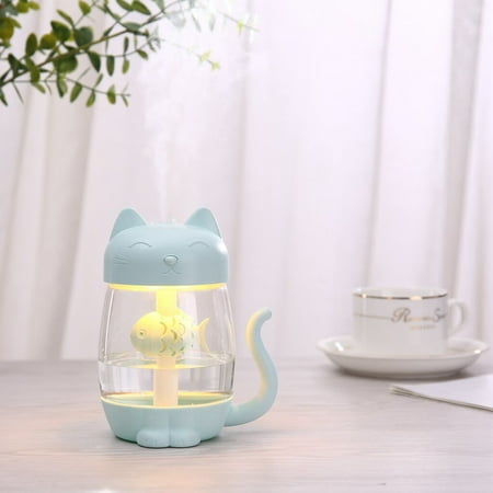 KEVCHE Summer Cute Cat Essential Oil Diffuser LED Aromatherapy Humidifier with USB inte