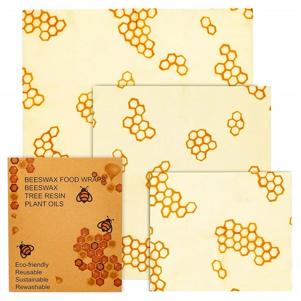 Organic Beeswax Wrap - 3 Packs Small, Medium, Large - Strong, Natural & Washable Non Plastic Wrap - Beeswax Food Wrap Cover Bowls, Sandwich, Snacks - Eco Friendly, Reusable Food Wrap Zero Waste