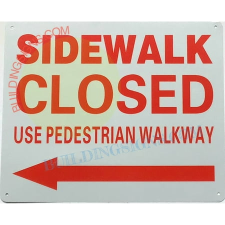 SIDEWALK CLOSED USE PEDESTRIAN WALKWAY ARROW LEFT SIGN (10x12 White Aluminum) -ref21022
SIDEWALK CLOSED USE PEDESTRIAN WALKWAY ARROW LEFT SIGN (10x12 White Aluminum) -ref21022