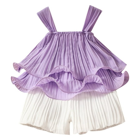 ZRBYWB Summer Toddler Girls Clothes Sleeveless Solid Color Ruffles Tops Shorts Two Piece Outfits Set For Kids Cute Clothes
ZRBYWB Summer Toddler Girls Clothes Sleeveless Solid Color Ruffles Tops Shorts Two Piece Outfits Set For Kids Cute Clothes