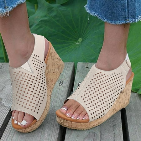 Alueeu Women s sandals Wedge Sandals For Women Roman Style Solid Color Hollow Hook Loop Fish Mouth Sandals
Alueeu Women s sandals Wedge Sandals For Women Roman Style Solid Color Hollow Hook Loop Fish Mouth Sandals