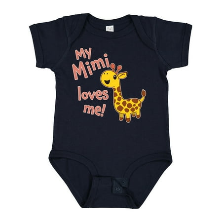Inktastic My Mimi Loves Me- Cute Giraffe Gift Baby Boy or Baby Girl Bodysuit