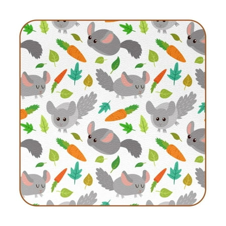 OWNTA Cute Chinchilla Carrot Leaves Pattern Premium 6-Piece Square Coaster Set in Microfiber Leather - Non-Slip & Absorbent Cup Mats
OWNTA Cute Chinchilla Carrot Leaves Pattern Premium 6-Piece Square Coaster Set in Microfiber Leather - Non-Slip & Absorbent Cup Mats