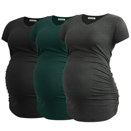 Smallshow Women s V Neck Maternity Tops Clothes Short Sleeve Pregnancy T Shirts 3-Pack
Smallshow Women s V Neck Maternity Tops Clothes Short Sleeve Pregnancy T Shirts 3-Pack