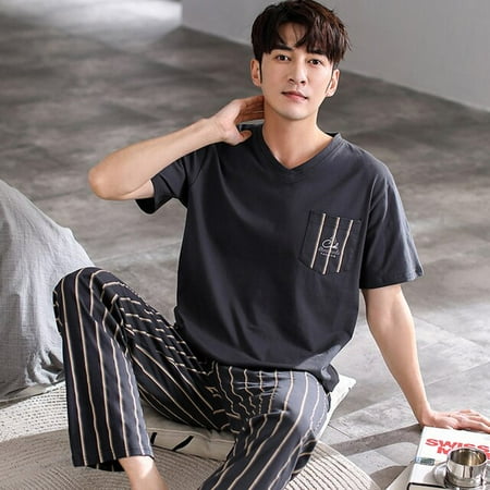 DanceeMangoo Mens Pajamas Set Spring Summer Leisure Elastic Waist Men Sleepwear Set Long Pant Cotton Mens Short Sleeve V-neck Nightwear
DanceeMangoo Mens Pajamas Set Spring Summer Leisure Elastic Waist Men Sleepwear Set Long Pant Cotton Mens Short Sleeve V-neck Nightwear