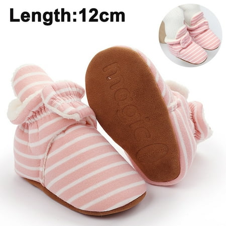 1 pair Winter Cotton Booties Socks for Unisex Baby Soft Sole Non-Slip Fleece Cozy Socks Infant Toddler First Walkers Crib Slippers Shoes