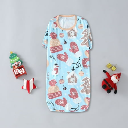 Christmas Gifts Christmas Printed Parent-Child Long Sleeved Casual Pajamas Set Home Clothes Polyester Blue M