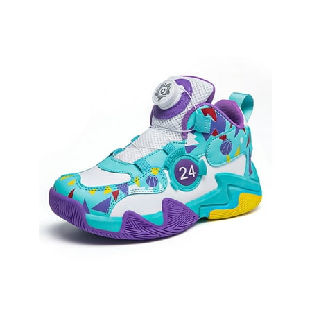 Ferndule Boys Basketball Shoes Non-Slip Running Shoe Sport Sneakers Rotating Buckle Durable Trainers Sports Breathable Comfort Blue Purple 4Y 
Ferndule Boys Basketball Shoes Non-Slip Running Shoe Sport Sneakers Rotating Buckle Durable Trainers Sports Breathable Comfort Blue Purple 4Y