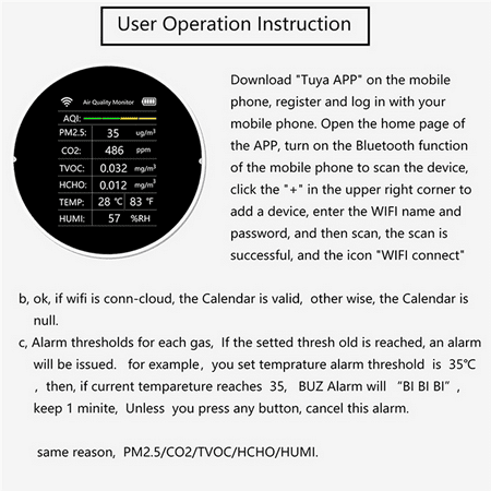 Tuya WiFi CO2 Meter PM2.5 TVOC CO2 HCHO Temperature Humidity AQI Detector Quality Monitor CO2 Sensor Analyzer Black
Tuya WiFi CO2 Meter PM2.5 TVOC CO2 HCHO Temperature Humidity AQI Detector Quality Monitor CO2 Sensor Analyzer Black
