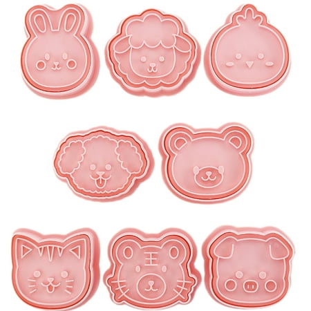 Cartoon Animal Mold Set -8 pieces - Printed Embossed Cookie molds suitable for cake kids birthday parties