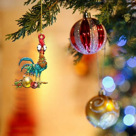 TANGNADE Amazing Christmas Chicken Acrylic Flat Pendant Christmas Day Decoration Pendant Christmas Home Car Backpack Pendant Pendant Gift