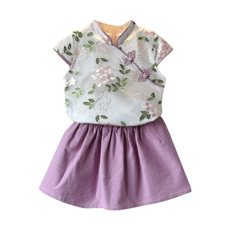 Fesfesfes Toddler Kids Baby Girl Outfits Clothes Embroidery Cheongsam Shirt Tops and Skirt Set On Sale 
Fesfesfes Toddler Kids Baby Girl Outfits Clothes Embroidery Cheongsam Shirt Tops and Skirt Set On Sale