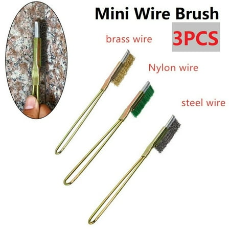 FANSU Mini Wire Brush Brass Nylon & Steel Brushes Rust Remover Cleaning Polish Grinder