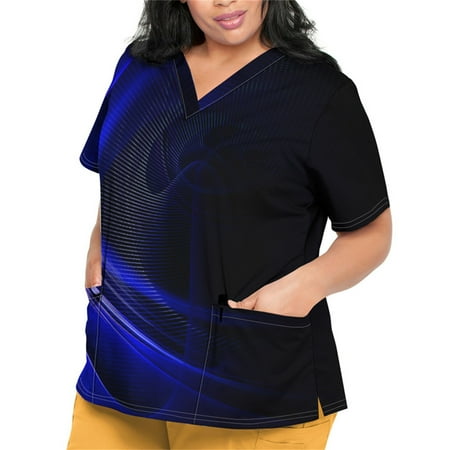Sksloeg Scrub Tops Women Stretchy Clearance Gradient Printed V-Neck Workwear with Pockets Shirts Nursing Working Uniform Blue XXL
Sksloeg Scrub Tops Women Stretchy Clearance Gradient Printed V-Neck Workwear with Pockets Shirts Nursing Working Uniform Blue XXL
