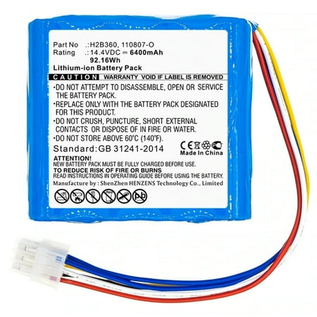 Batteries N Accessories BNA-WB-L10804 Medical Battery - Li-ion 14.4V 6400mAh Ultra High Capacity - Replacement for Bellavista H2B360 Battery
Batteries N Accessories BNA-WB-L10804 Medical Battery - Li-ion 14.4V 6400mAh Ultra High Capacity - Replacement for Bellavista H2B360 Battery
