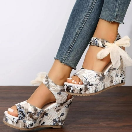 Women‘s Wedge Open Toe Sandals Floral Print Ankle Strap Lace-up Bowknot Shoes Platform Shoes
Women‘s Wedge Open Toe Sandals Floral Print Ankle Strap Lace-up Bowknot Shoes Platform Shoes