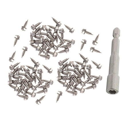 100x Sheet Metal Screws Hex Bit Socket Included Self Tapping Sheet Metal Screws for Wood Fastened Argent
100x Sheet Metal Screws Hex Bit Socket Included Self Tapping Sheet Metal Screws for Wood Fastened Argent