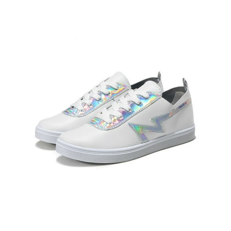 Woobling Women Flats Lace Up Sneakers Memory Skate Shoe Non-slip Fashion Sneaker Sports Daily Casual Walking Shoes Silver 5
Woobling Women Flats Lace Up Sneakers Memory Skate Shoe Non-slip Fashion Sneaker Sports Daily Casual Walking Shoes Silver 5