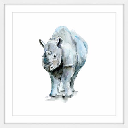 Marmont Hill "Rhino Stance" by Michelle Dujardin Framed Painting Print
