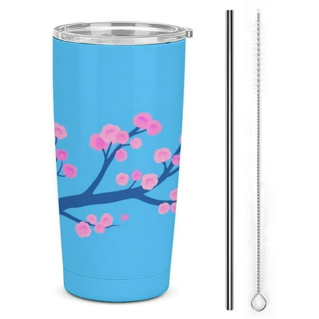 20oz Insulated Stainless Steel Tumbler Pink Blossoms on Blue Background Double Wall Vacuum Travel Coffee Mug
20oz Insulated Stainless Steel Tumbler Pink Blossoms on Blue Background Double Wall Vacuum Travel Coffee Mug