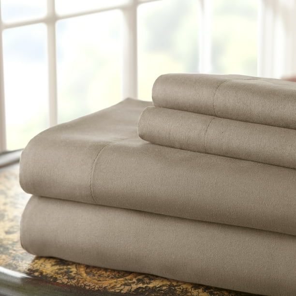 AmrapurOverseas 1MFSDBFG-TPE-QN Hotel Collection Solid Sheet Set - Taupe, Queen