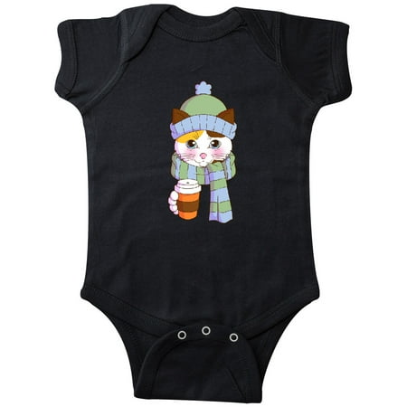 Inktastic Cute Calico Cat in Scarf and Hat Gift Baby Boy or Baby Girl Bodysuit