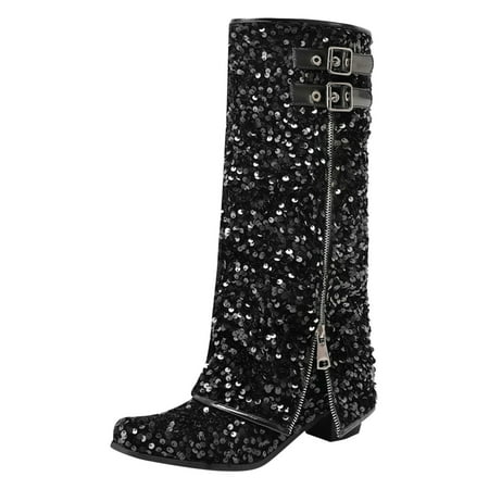 Winter Chelsea Boots for Women Mid Calf Boots Fashionable New Pattern Sequins Boots Cool Zippers Low Heels Comfortable Shoes Knee High Boots(Size:9)
Winter Chelsea Boots for Women Mid Calf Boots Fashionable New Pattern Sequins Boots Cool Zippers Low Heels Comfortable Shoes Knee High Boots(Size:9)